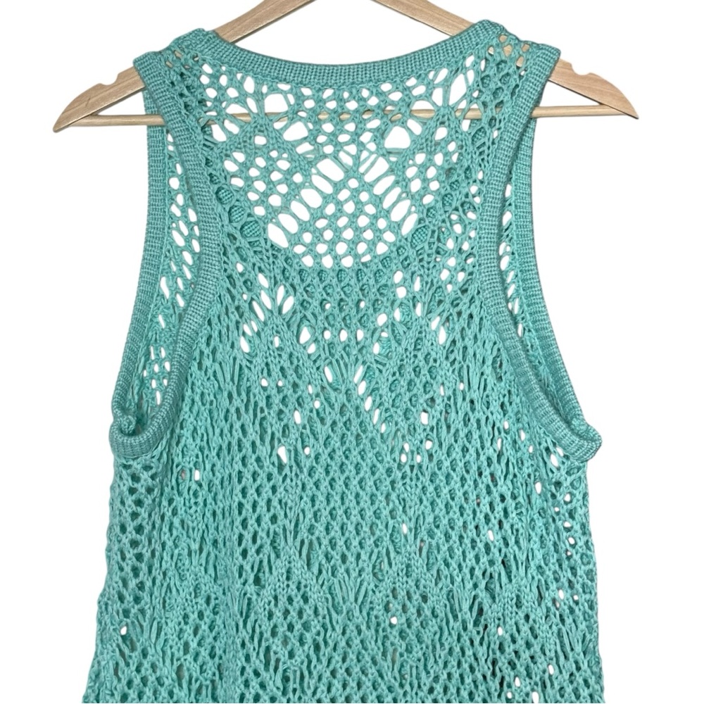 Torrid Crochet Knit Fringe Coverup Dress Size 1X Mint Blue Beach Boho Vacation - Picture 8 of 14